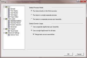 Figure 3: The NUnit settings as described above.